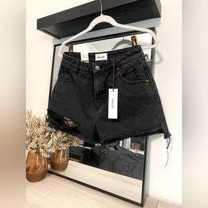 NWT - ROLLA'S Dusters High Rise Slim Denim Shorts, Black Wash. Size 28.